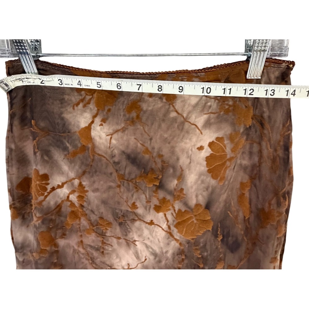 Verdusa Fishtail Mesh Midi Skirt Womens M Brown Floral Lettuce Goth Grunge Indie - Picture 8 of 16